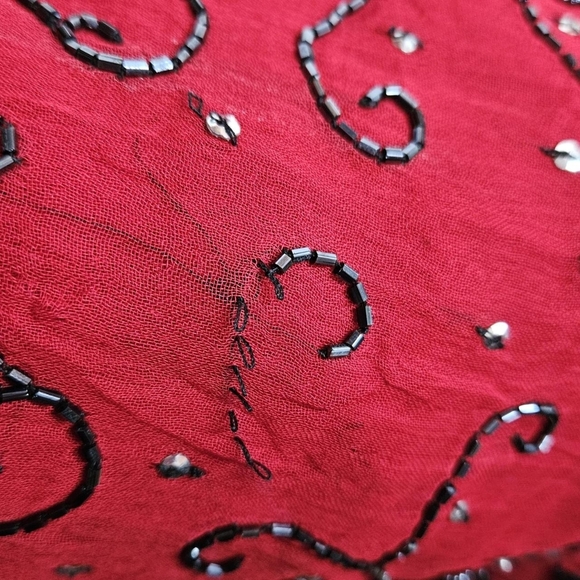 Red and Black Beaded Sheer Dress or Cover-up SZ M/L Women's - Picture 5 of 7
